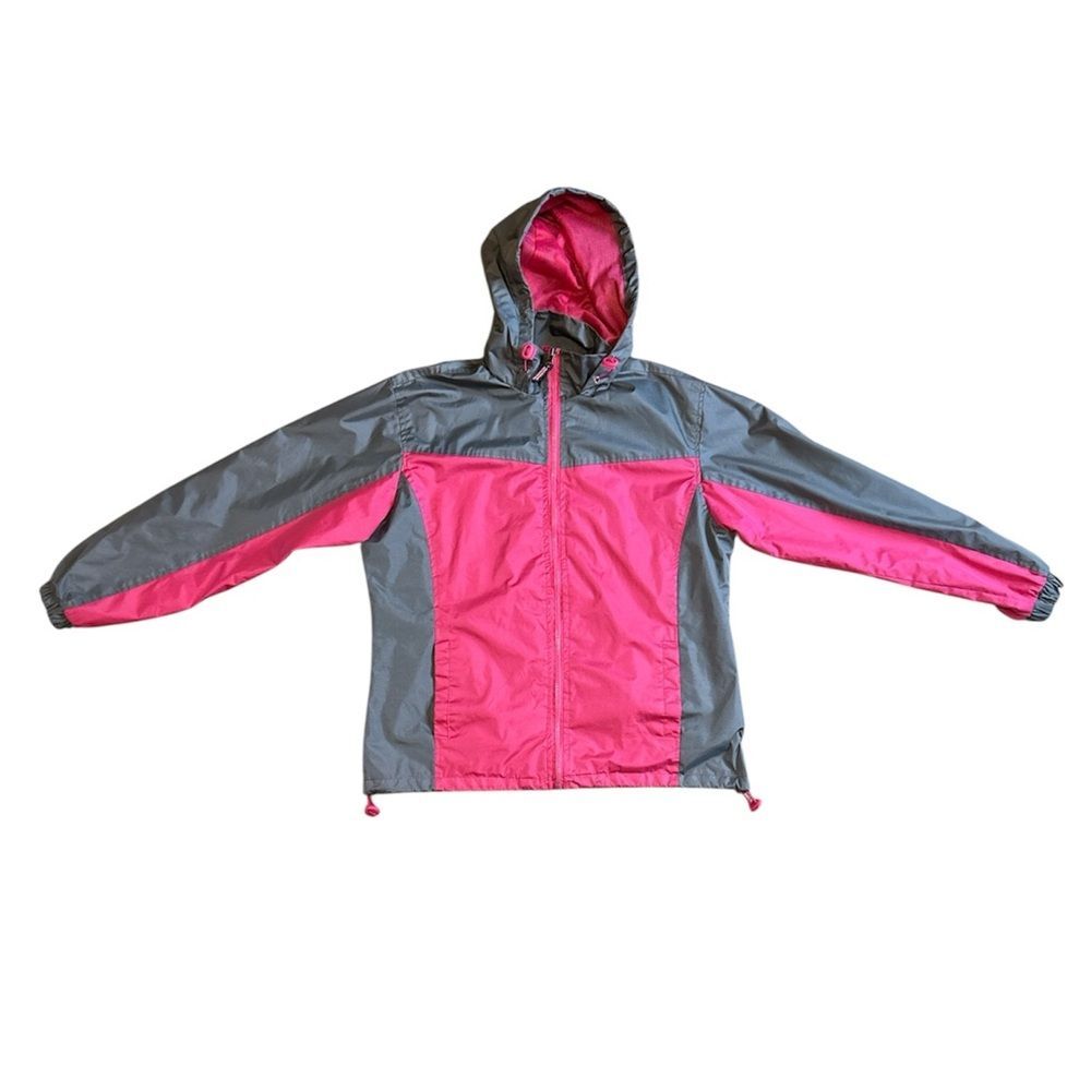 Cold Storage For Her Foul Weather Gear Pink Gray Windbreaker Jacket Hooded Med
